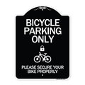 Signmission Bicycle Parking Please Secure Your Bike Properly Heavy-Gauge Aluminum Sign, 24" x 18", BW-1824-24317 A-DES-BW-1824-24317
